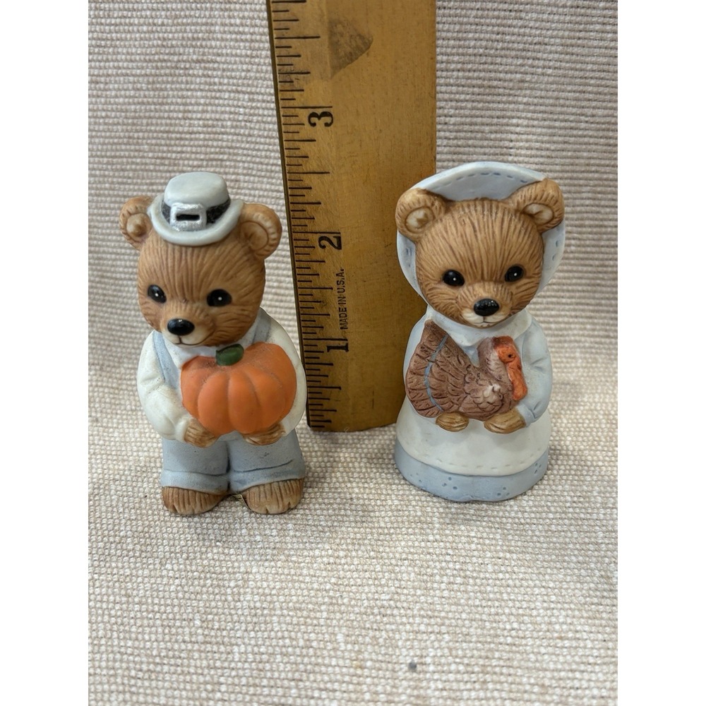 Vintage HOMCO Bear Figurines Autumn Harvest Thanksgiving Pilgrim #5312 - Picture 6 of 7